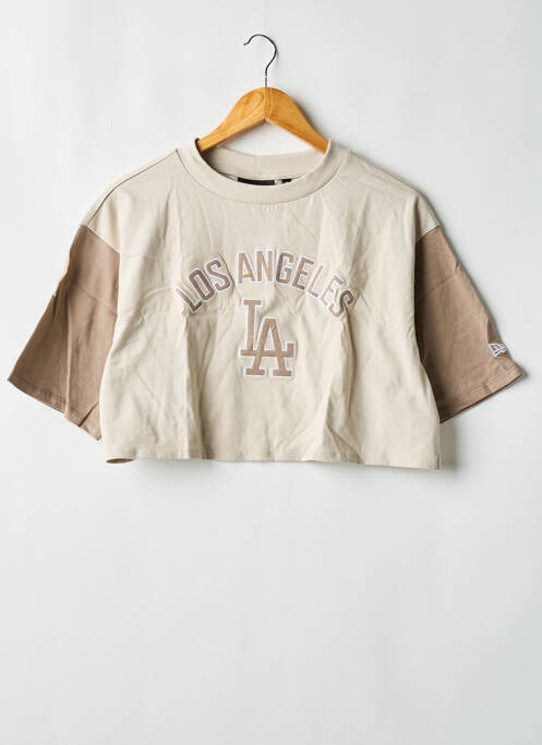 T-shirt stretch manches courtes beige NEW ERA femme