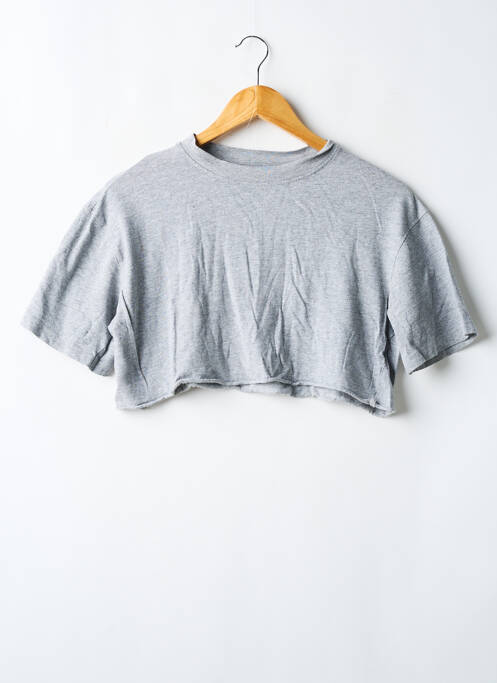 T-shirt stretch manches courtes gris TOPSHOP femme