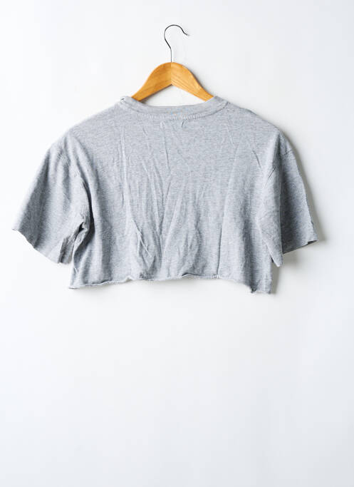 T-shirt stretch manches courtes gris TOPSHOP femme