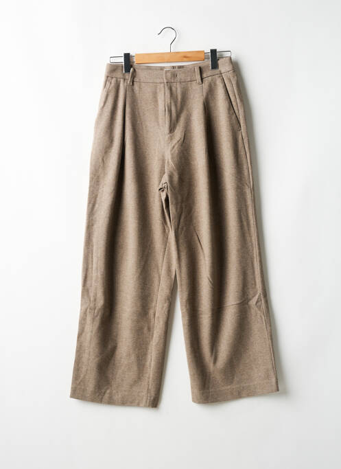 Pantalon large taille à pinces taille haute marron UNIQLO X COMPTOIR DES COTONNIERS femme
