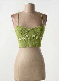 Top coupe cintrée sans manche vert SANS MARQUE femme