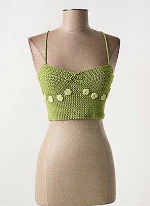 Top coupe cintrée sans manche vert SANS MARQUE femme