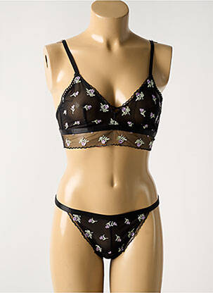 Ensemble lingerie bretelles élastiquées ajustables noir UNDER STORY femme