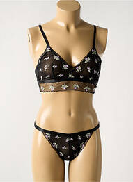 Ensemble lingerie bretelles élastiquées ajustables noir UNDER STORY femme