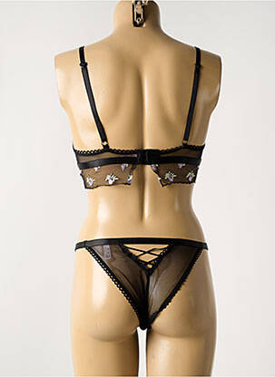 Ensemble lingerie bretelles élastiquées ajustables noir UNDER STORY femme