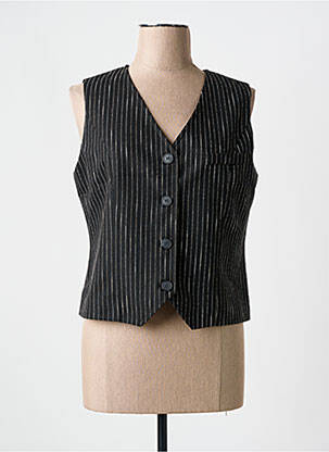 Gilet sans manche fausses poches noir SIGNE NATURE femme