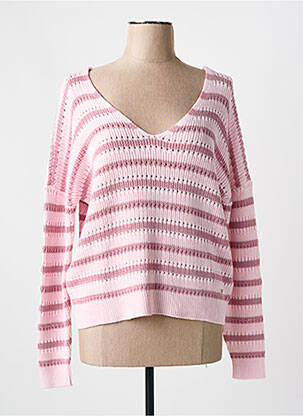 Pull col v manches longues rose LES P'TITES BOMBES femme