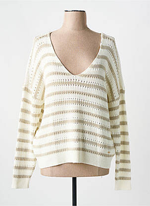 Pull col v manches longues beige LES P'TITES BOMBES femme