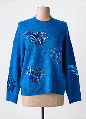 Pull tissage chiné manches longues bleu ESQUALO femme