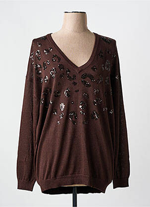 Pull col v manches longues marron LOLA CASADEMUNT femme