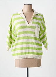 Pull col v manches 3/4 vert SIGNE NATURE femme