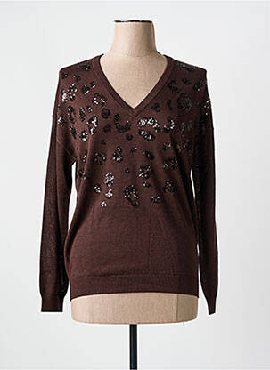 Pull col v manches longues marron LOLA CASADEMUNT femme