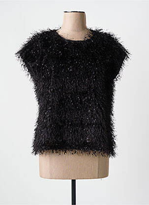 Pull coupe cintrée manches courtes noir SIGNE NATURE femme