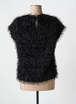 Pull coupe cintrée manches courtes noir SIGNE NATURE femme
