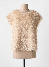Pull coupe cintrée manches courtes beige SIGNE NATURE femme