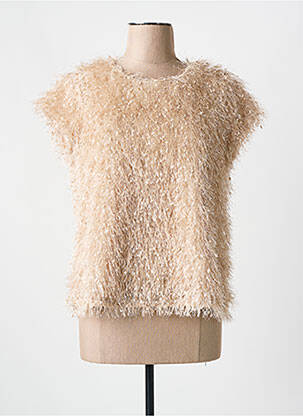 Pull coupe cintrée manches courtes beige SIGNE NATURE femme
