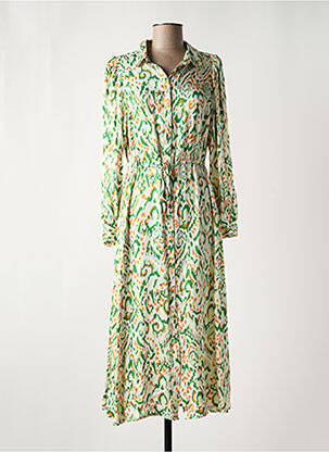 Robe longue imprimé fantaisie manches longues vert ESQUALO femme