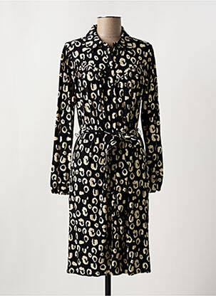 Robe mi-longue manches longues manches longues noir ESQUALO femme