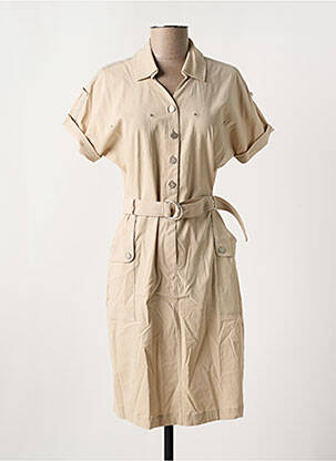 Robe mi-longue manches courtes manches courtes beige EVA KAYAN femme