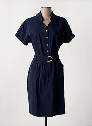 Robe mi-longue manches courtes manches courtes bleu EVA KAYAN femme