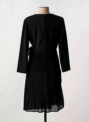 Robe mi-longue tissage crêpe manches longues noir SIGNE NATURE femme