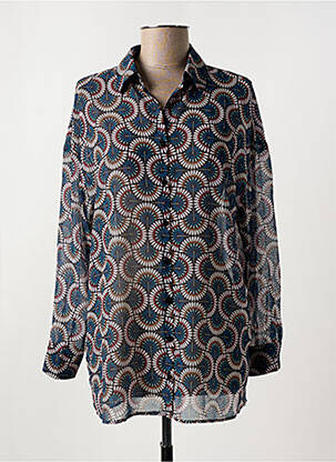 Chemisier tissage crêpe manches longues bleu MOLLY BRACKEN femme