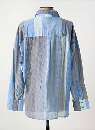 Chemisier tissage crêpe manches longues bleu KANOPE femme