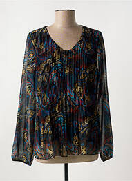 Blouse légère et transparente manches longues noir SIGNE NATURE femme