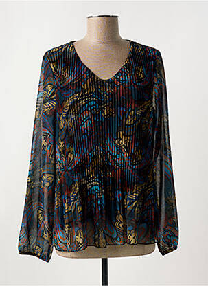 Blouse légère et transparente manches longues noir SIGNE NATURE femme