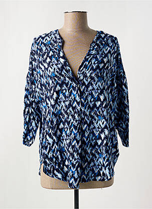 Blouse tissage popeline manches 3/4 bleu MOLLY BRACKEN femme