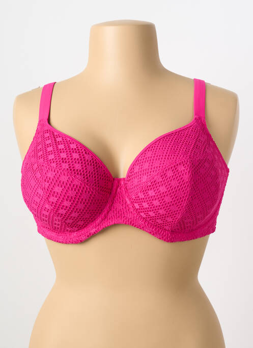 Haut de maillot de bain bretelles élastiquées rose ELOMI femme