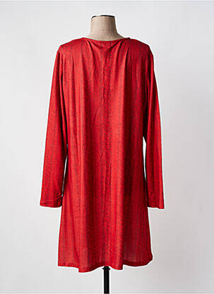 Robe mi-longue imprimé fantaisie manches longues orange COLINE femme