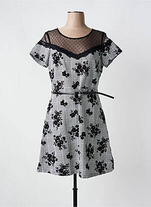 Robe courte fermeture zippée au dos manches courtes gris JUS D'ORANGE femme