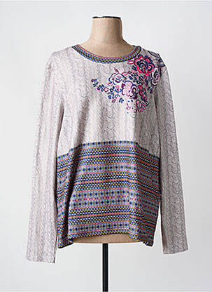 Pull tunique stretch manches longues gris COLINE femme