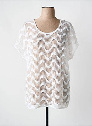 T-shirt col rond manches longues blanc COLINE femme