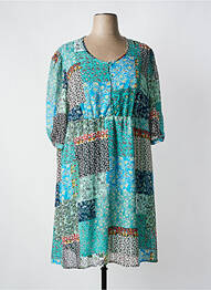 Robe mi-longue coupe fluide manches 3/4 vert COLINE femme