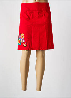 Jupe mi-longue fermeture zippée au dos rouge COLINE femme