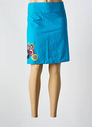 Jupe mi-longue fermeture zippée au dos bleu COLINE femme