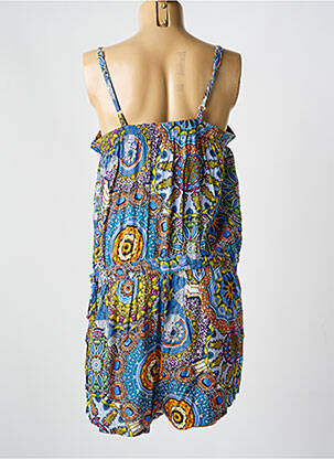 Combishort col carré fines bretelles bleu COLINE femme
