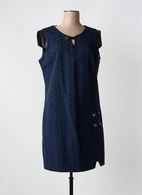 Robe courte fermeture zippée au dos manches courtes bleu JUS D'ORANGE femme