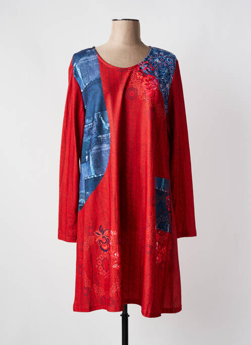 Robe mi-longue orange COLINE pour femme