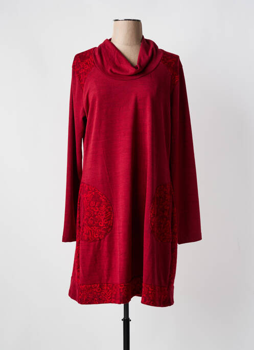 Robe mi-longue rouge COLINE pour femme