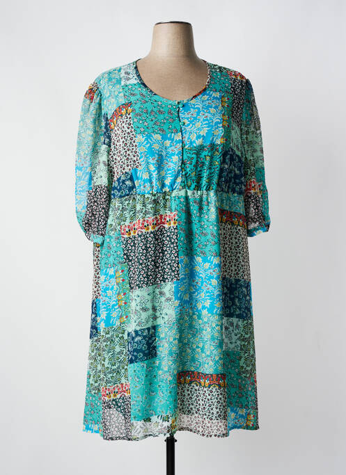 Robe mi-longue vert COLINE pour femme