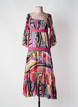 Robe longue manches longues manches longues violet COLINE femme