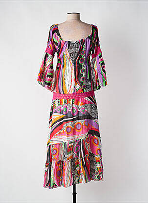 Robe longue manches longues manches longues violet COLINE femme
