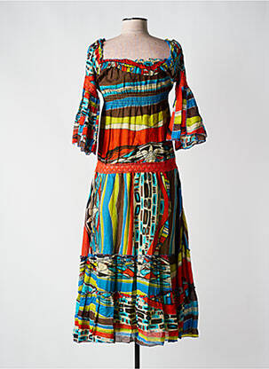 Robe longue manches longues manches longues bleu COLINE femme