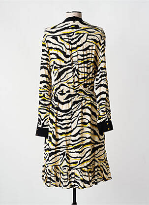 Robe mi-longue tissage crêpe manches longues noir JUS D'ORANGE femme