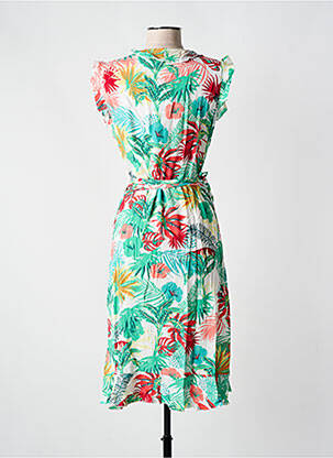 Robe mi-longue imprimé fantaisie manches courtes vert COLINE femme