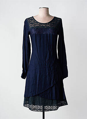 Robe mi-longue manches longues manches longues bleu COLINE femme