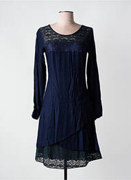 Robe mi-longue manches longues manches longues bleu COLINE femme